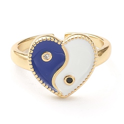 Bleu Micro cuivres ouvrent zircons bagues, avec l'émail, plaqué longue durée, réel 18 k plaqué or, cœur, bleu, taille us 7 3/4 (17.9 mm), 2.5mm, diamètre intérieur: 18 mm
