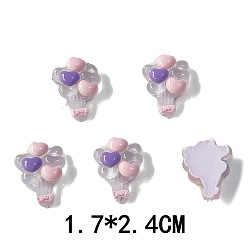 Лиловый Светящиеся кабошонов смолы, воздушный шар в форме сердца, светится в темноте, сирень, 24x17 мм