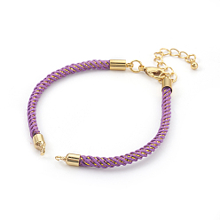 Средняя Орхидея Регулируемый браслет из нейлонового шнура, с латунной фурнитурой , долговечный, реальный 18 k позолоченный, средне орхидеи, 6-7/8 дюйм (17.5 см), 2~3 мм, отверстие : 1.5 мм