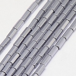 Platinum Plated Electroplate Non-magnetic Synthetic Hematite Beads Strands, Hexagon, Grade A, Platinum Plated, 4x2mm, Hole: 1mm, about 100pcs/strand, 16 inch