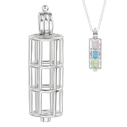 Платина 1шт. 925 Подвески в виде колонн из стерлингового серебра с бусинами в форме клетки, родий, с замшевой тканью из поликарбоната квадратной серебряной полировальной салфеткой, платина, 1 мм, отверстие : 31x8.5 мм, внутренний диаметр: 4 мм