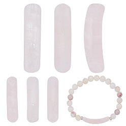 Розовый Кварц 6шт. подвески-коннекторы из натурального розового кварца, звенья изогнутого прямоугольника, 36x9.5x5.5 мм, отверстие : 2.5 мм