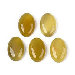 Желтый Кабошоны из натурального желтого агата (окрашенного и подвергнутого термической обработке)., овальные, плоский зад, желтые, 29.5~30.5x19.5~20.5x7~8.5 мм