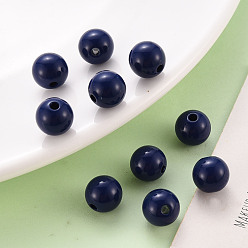Prussian Blue Opaque Acrylic Beads, Round, Prussian Blue, 10x9mm, Hole: 2mm, about 940pcs/500g