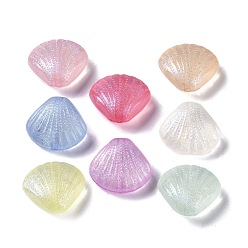 Shell Shape Светящиеся прозрачные акриловые бусины, с блеском порошок, светится в темноте, разноцветные, формы раковины, 14.5x16.5x7.5 мм, отверстие : 1.6 мм, Около 490 шт / 500 г