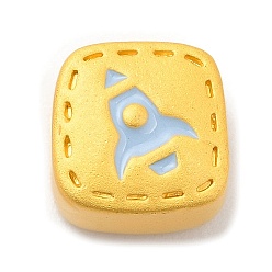 Квадрат Сплав цинка эмали европейские шарики, бусины с большим отверстием, матовый золотой цвет, ракета, квадратный, 10x10x7 мм, отверстие : 4 мм