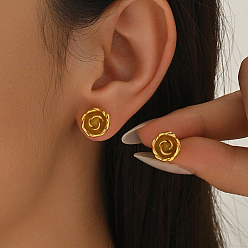 Настоящее золото 18K Серьги-гвоздики в виде цветка из латуни, с 925 штырями стерлингового серебра, реальный 18 k позолоченный