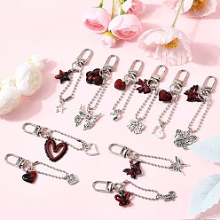 Платина 10 шт. подвесные украшения из сплава в тибетском стиле, разнообразные, с подвесками из сплава с двойным экраном красного и черного цвета, платина, 88~98 мм