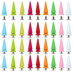 Mixed Color 45Sets 9 Colors Zinc Alloy Rivets, with Iron Screw, Cone, Mixed Color, 5pcs/colors