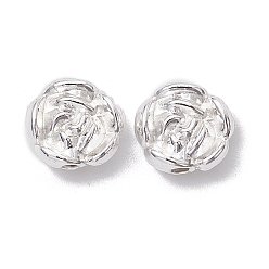 Argent Perles d'entretoise en alliage, plaqué longue durée, fleur, argenterie, 10x4mm, Trou: 1.6mm