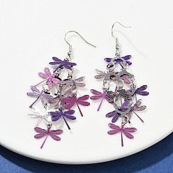 Средняя Орхидея 430 серьги-подвески в виде стрекоз из нержавеющей стали, с железными крюками серьги, платина, средне орхидеи, 75 мм