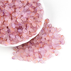 Бледно-фиолетовый Красный Бусины из матового стекла, два тона, круглое отверстие, овальные, бледно-фиолетовый красный, 6.5x4~4.5 мм, отверстие : 1~1.2 мм, Около 2586 шт / фунт