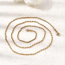 Золотой 2 мм, унисекс 304 ожерелье из нержавеющей стали в виде веревки, золотые, 23.62 дюйм (60 см)