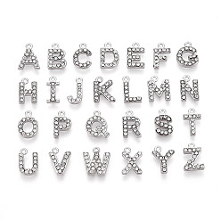 Кристалл 304 подвески из нержавеющей стали и страз, буква az чары, вакуумное покрытие pvd, цвет нержавеющей стали, кристалл, 9.5~10x4.5~9x2 мм, отверстие : 1 мм