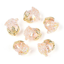 Фора Уф-покрытие прозрачные акриловые бусины, радужный, роза, с позолоченной сплавочной фурнитурой, оранжевые, 23x20.5x16 мм, отверстие : 1.6~1.8 мм