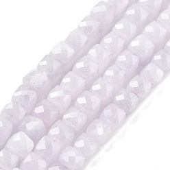 лаванда Нити бусин из натурального кварца с имитацией аметиста, окрашенные, граненые, кубические, лаванда, 6.5~7x6.5~7x6.5~7 мм, отверстие : 1 мм, около 61~62 шт / нитка, 15.47~15.67 дюйм (39.3~39.8 см)