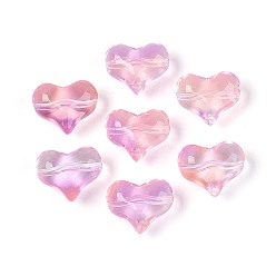 Фламинго Прозрачные стеклянные бусины, сердце, фламинго, 14x17x9 мм, отверстие : 1.4 мм, Около 460 шт / 1000 г