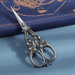 Antique Silver Stainless Steel Scissors, Retro Shears, for Sewing, Needlework, Cutting Paper Craft, Antique Silver, 120x60mm
