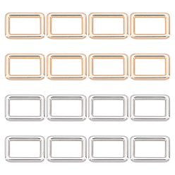 Platinum & Light Gold 16Pcs 2 Colors Alloy Bag Lock Catch Clasps, Rectangle, for Bag Accessories, Platinum & Light Gold, 3.45x2.4x0.5cm, Inner Diameter: 1.5x2.5cm, 8pcs/color