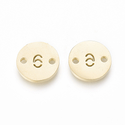 Number Номера 304 звенья из нержавеющей стали, ионное покрытие (ip), лазерная резка, для изготовления ювелирных изделий, плоские круглые с пит. 6, золотые, кол. 6, 10x1 мм, отверстие : 1.4 мм