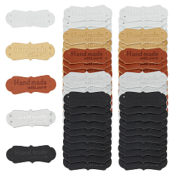 Mixed Color Imitation Leather Labels, Handmade Embossed Tag, with Holes, for DIY Jeans, Bags, Shoes, Hat Accessories, Rectangle with Word Handmade with Love, Mixed Color, 15x40x1mm, Hole: 1.5mm, 5 colors, 20pcs/color, 100pcs/set