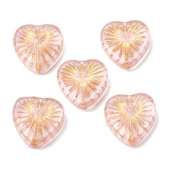 Pearl Pink Handmade Lampwork Beads, Heart, Pearl Pink, 18.5x18.5x5.5mm, Hole: 1.4~1.5mm, about 34pcs/bag