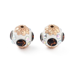 Белый Дым Индонезийские бусины ручной работы, со сплавом, смола и стекло, круглые, золотые, серый, 15 мм, отверстие : 1.8 мм