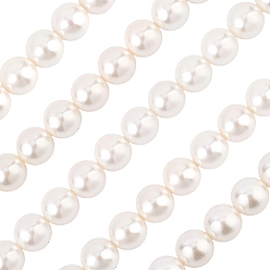 (404) Непрозрачное AB Кислое яблоко 1 нити AB цветные нити из круглых бусин из ракушек и жемчуга, цветочный белый, 12 мм, отверстие : 1 мм, около 32 шт / нитка, 15.7 дюйм