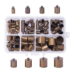 Antique Bronze Brass Cord Ends, Nickel Free, Antique Bronze, 8~16x4~14mm, Hole: 1mm, Inner Diameter: 3~13.5mm, 80pcs/box