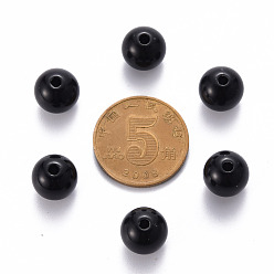 Black Opaque Acrylic Beads, Round, Black, 10x9mm, Hole: 2mm, about 940pcs/500g