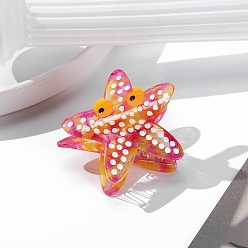 Ярко-Розовый Акриловые заколки для волос на когтях, для женщин девушек, морская звезда, ярко-розовый, 65x60 мм
