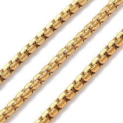 Настоящее золото 18K 304 нержавеющая сталь коробка цепи, несварные, с катушкой, ионное покрытие (ip), реальный 18 k позолоченный, 2.7x1.6 мм