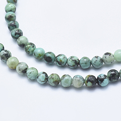 African Turquoise(Jasper) Natural African Turquoise(Jasper) Beads Strands, Round, 4mm, Hole: 1mm, about 87pcs/strand, 15.7 inch(40cm)