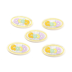 Colorful Acrylic Oval with Word Cabochons, for Hair Accessories, Colorful, 22x39x2mm