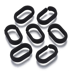 Black Opaque Spray Painted Acrylic Linking Rings, Quick Link Connectors, for Cable Chains Making, Frosted, Oval, Black, 19x12x4.5mm, Inner Diameter: 14x7mm, about 1100pcs/500g