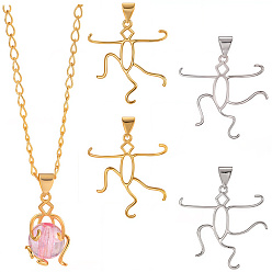 Платиновый & Золотой 4шт. 2 цвета латунные подвески с кабошоном, человек, платиной и золотом, 24x24 мм, отверстие : 3.5 мм, 2 шт / цвет