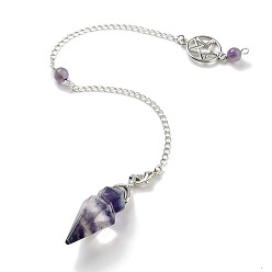 Флюорит Биолокационные маятники с заостренным концом из природного флюорита, с реечной обшивкой латунными выводами, конус, 235 мм