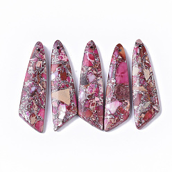 Hot Pink Synthetic Regalite/Imperial Jasper/Sea Sediment Jasper Pendants, Dyed, Knife Shape, Hot Pink, 45x12x4mm, Hole: 1.2mm