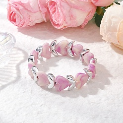 Фиолетовый Браслеты из акрила и бусин ccb для женщин, сердце, фиолетовые, внутренний диаметр: 2-1/8 дюйм (5.5 см)