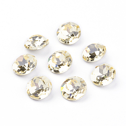 Нарцисс Заостренные задние и задние боковые кабошоны из стразного стекла, класс А, граненые, плоско-круглые, бледно-желтый цвет, 8x4.5 мм