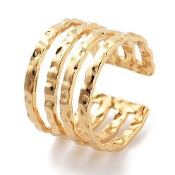 Золотой 304 многослойные открытые манжеты из нержавеющей стали, широкое кольцо для женщин, золотые, 14 мм, внутренний диаметр: регулируемый