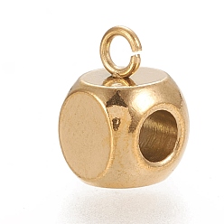 Золотой Ионное покрытие (ip) 304 дуги из нержавеющей стали, петля под залог, кубик бусины залог, золотые, 9x6x6 мм, отверстие : 1.6 мм