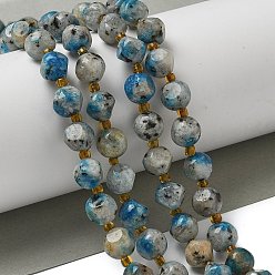 K2 Камня Натуральные к 2 каменные бусы, с бисером, граненые, игральная кость, 8x8 мм, отверстие : 1.2 мм, около 39~42 шт / нитка, 15.51''~15.75'' (39.4~40 см)