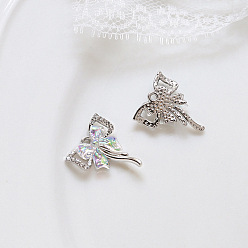 Bowknot Сплав циркония подвески куб, cmолой, платина, бантом, 19x16 мм