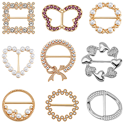 Mixed Shapes 9шт 9 стили пряжки из сплава, для ремня, аксессуары для одежды, разноцветные, разнообразные, 30~61x30~51x2~9 мм