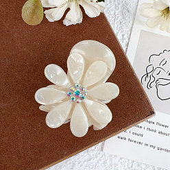 Бежевый Заколки для волос в форме когтей из ацетата целлюлозы, аксессуары для волос со стразами для женщин и девочек, цветок, бежевые, 38 мм