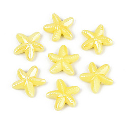 Желтый Фарфоровые бусины ручной работы, морская звезда, яркие глазированный фарфор, желтые, 17~17.5x17~17.5x5~5.5 мм, отверстие : 1.6~2 мм
