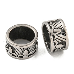 Античное Серебро 316 бусины из хирургической нержавеющей стали с большими отверстиями, текстурированная колонка, античное серебро, 6x11x6 мм, отверстие : 9 мм