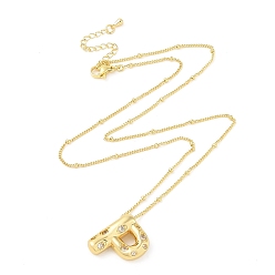 Letter P Ожерелья с подвесками из латуни с прозрачным кубическим цирконием и микропаве, Письмо P, 17.72 дюйм (45 см), буква p: 21x17 мм