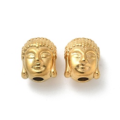 Другие 304 из нержавеющей стали бусы, реальный 18 k позолоченный, Голова Будды, 11x9x8 мм, отверстие : 2.5 мм